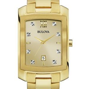 Men's Bulova Quartz Diamond Gold Tone Watch